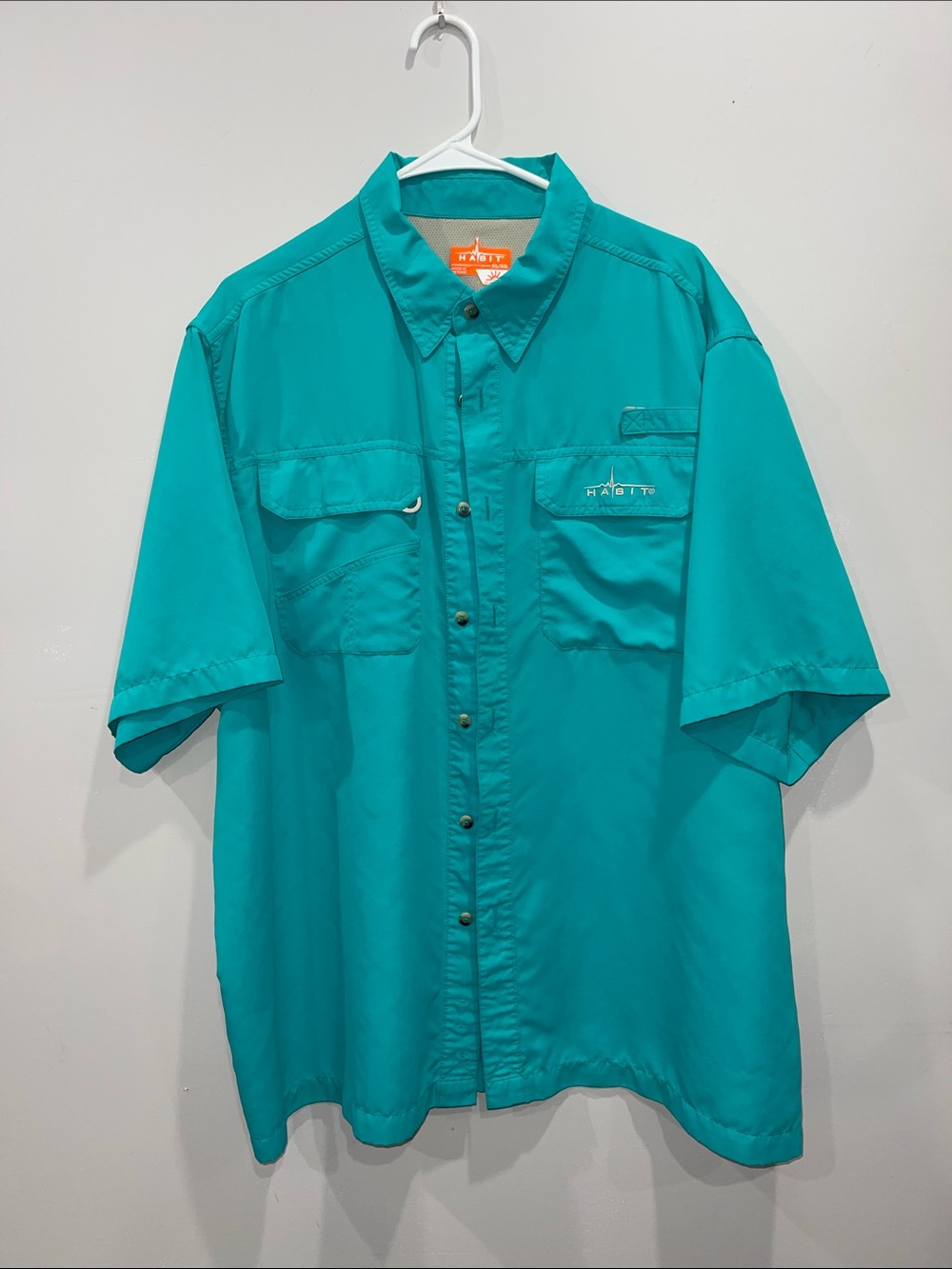 Habitat Men’s Teal Short-Sleeve Button-Down Shirt with Chest Pockets
